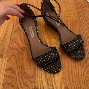 Tabitha Simmons Leticia Wedge Sandals Black and Nude - Size 40.5